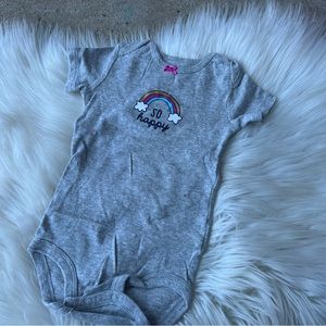 Carter’s Gray Rainbow So Happy Short Sleeve One Piece Bodysuit
